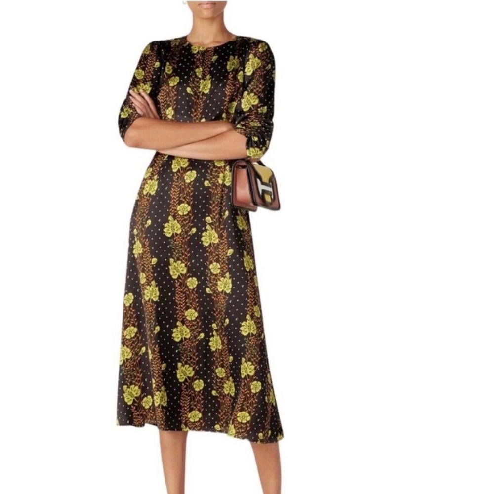 Scotch & Soda Maison Scotch Starwatcher Floral Celestial Midi Dress Navy Size M